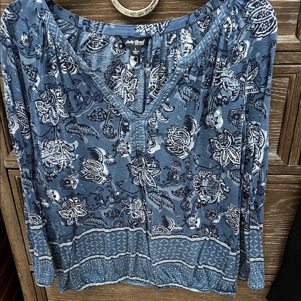 Lucky Brand Blue Floral Blouse